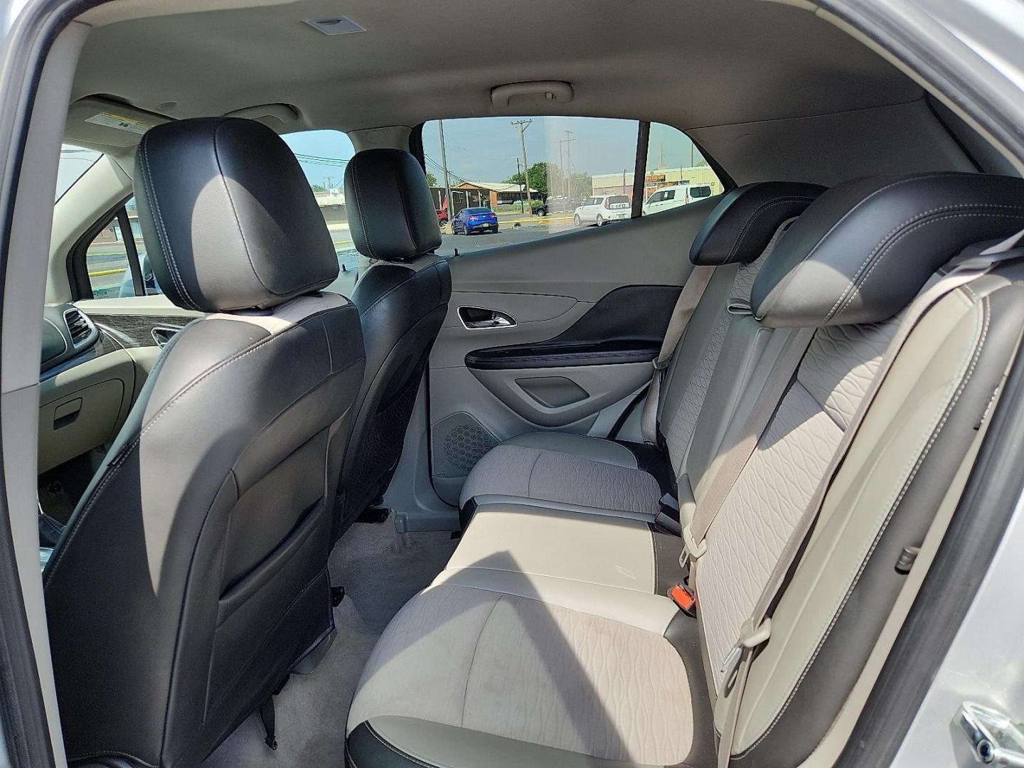 2015 Quicksilver Metallic - GAN /Titanium - AFO Buick Encore (KL4CJASB1FB) with an Ecotec 1.4L I-4 DOHC, variable valve control, intercooled turbo, regular unleaded, engine with 138HP engine, located at 4711 Ave Q, Lubbock, TX, 79412, (806) 687-2362, 33.551304, -101.855293 - Photo#9