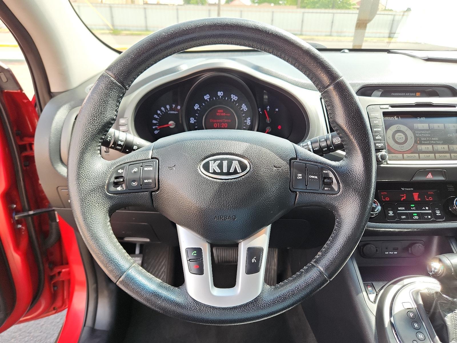2012 Signal Red Metallic /Black Leather Interior Kia Sportage EX (KNDPC3A23C7) with an 2.4L DOHC 16-valve I4 engine engine, located at 4711 Ave Q, Lubbock, TX, 79412, (806) 687-2362, 33.551304, -101.855293 - Photo #27
