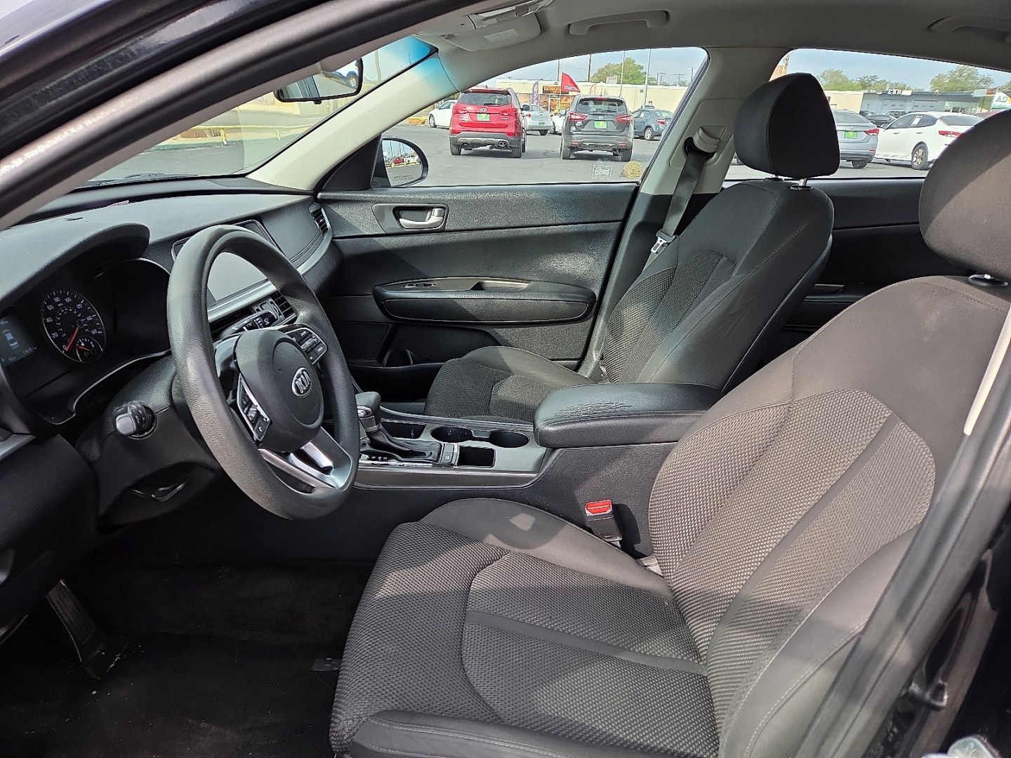 2019 Ebony Black - EB /Black - WK Kia Optima LX (5XXGT4L39KG) with an Theta II 2.4L I-4 direct injection, DOHC, D-CVVT variable valve control, regular gasoline, engine with 185HP engine, located at 4711 Ave Q, Lubbock, TX, 79412, (806) 687-2362, 33.551304, -101.855293- Photo#22