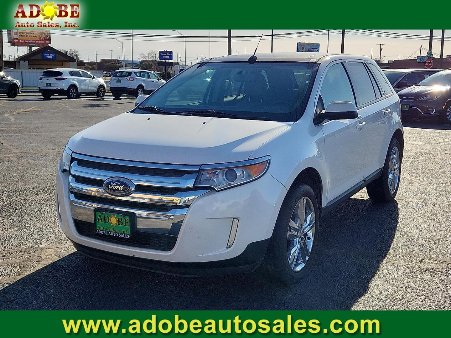 2014 WHITE Ford Edge SEL (2FMDK4JC4EB) with an 3.5L V-6 DOHC, variable valve control, regular unleaded, engine with 285HP engine, located at 4711 Ave Q, Lubbock, TX, 79412, (806) 687-2362, 33.551304, -101.855293 - Photo#0
