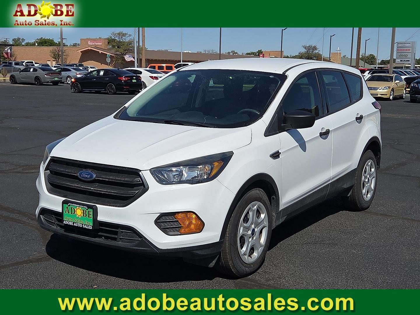 2019 Oxford White - YZ /Chromite Gray/Charcoal Black - 7B Ford Escape S (1FMCU0F71KU) with an Duratec 2.5L I-4 DOHC, iVCT variable valve control, regular unleaded, engine with 168HP engine, located at 4711 Ave Q, Lubbock, TX, 79412, (806) 687-2362, 33.551304, -101.855293 - Photo#0
