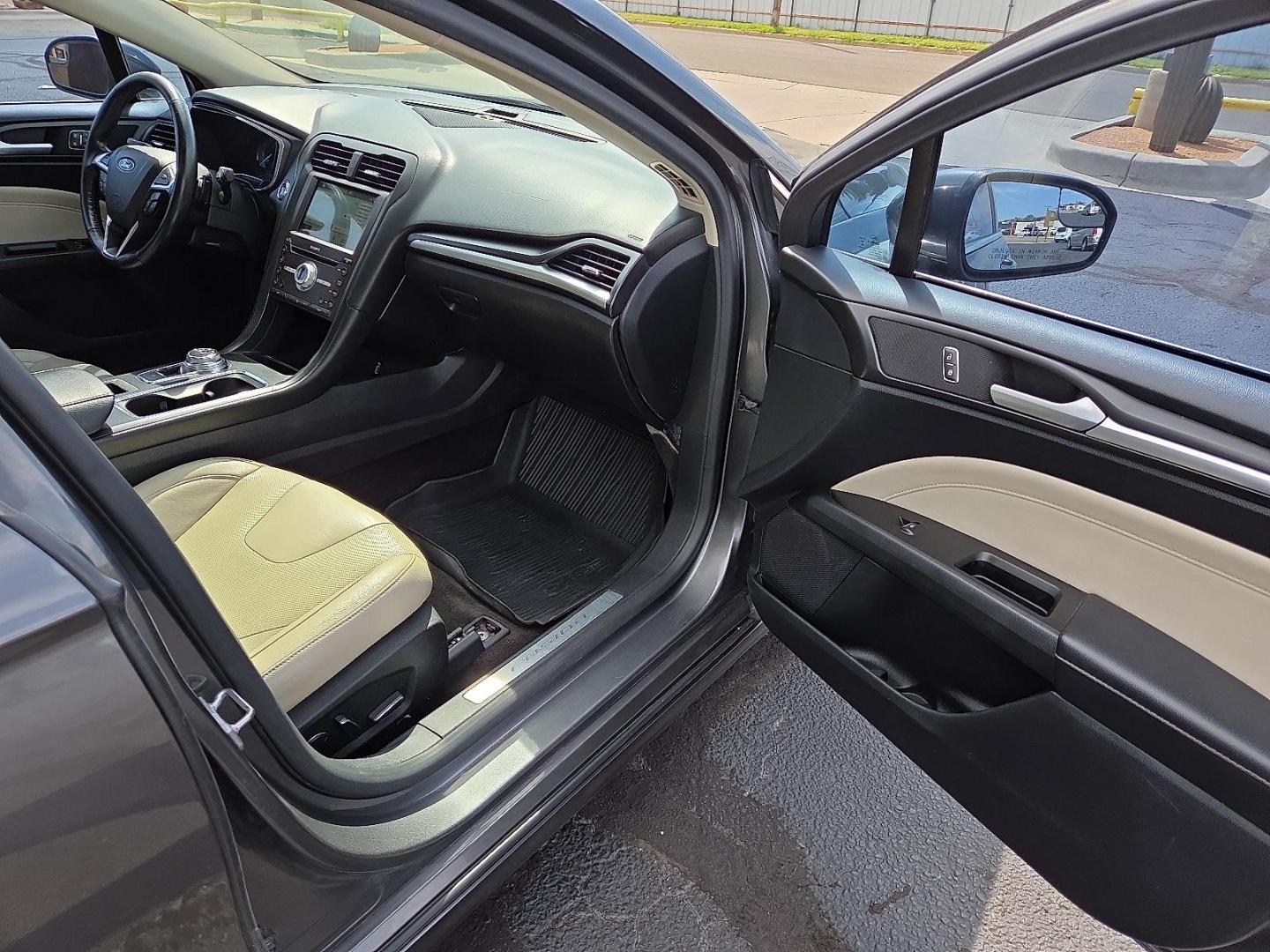 2018 Magnetic Metallic - J7 /Medium Soft Ceramic - CM Ford Fusion Titanium (3FA6P0D98JR) with an EcoBoost 2L I-4 gasoline direct injection, DOHC, variable valve control, intercooled turbo, regular unleaded, engine with 231HP engine, located at 4711 Ave Q, Lubbock, TX, 79412, (806) 687-2362, 33.551304, -101.855293 - Photo#11