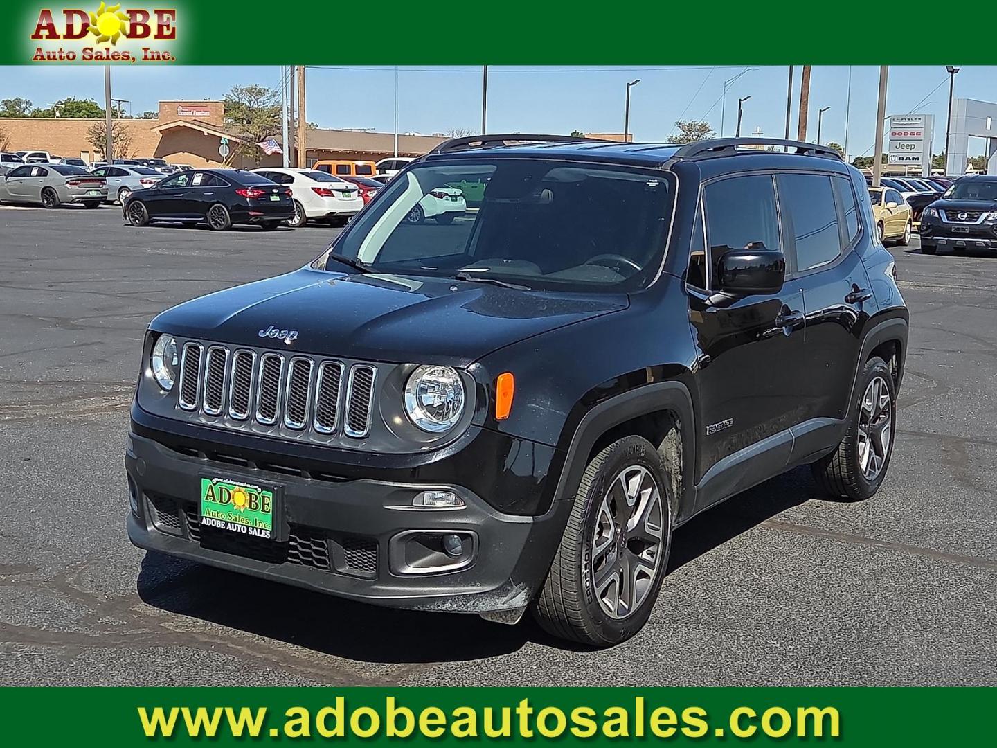 2018 Black /Black - X9 Jeep Renegade Latitude FWD (ZACCJABB9JP) with an Tigershark MultiAir 2.4L I-4 variable valve control, regular unleaded, engine with 180HP engine, located at 4711 Ave Q, Lubbock, TX, 79412, (806) 687-2362, 33.551304, -101.855293 - Photo#0