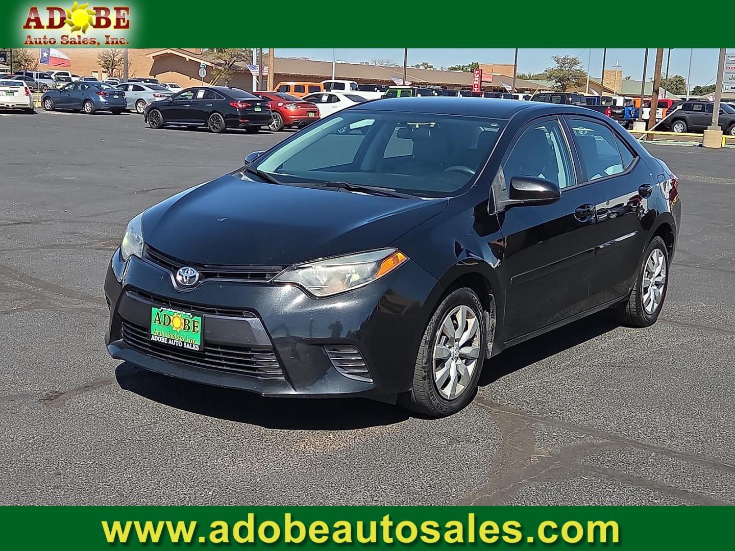 2015 Black Sand Mica - 209 /Ash - 16 Toyota Corolla LE (2T1BURHE7FC) with an 1.8L I-4 DOHC, VVT-i variable valve control, regular unleaded, engine with 132HP engine, located at 4711 Ave Q, Lubbock, TX, 79412, (806) 687-2362, 33.551304, -101.855293 - Photo#0