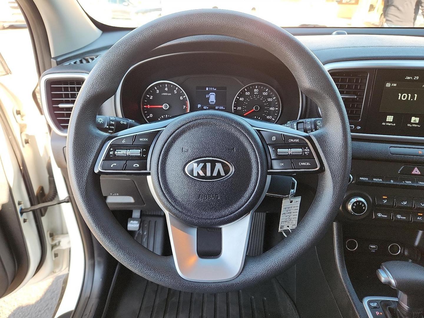2021 WHITE Kia Sportage LX (KNDPM3AC5M7) with an Theta II 2.4L I-4 gasoline direct injection, DOHC, D-CVVT variable valve control, regular unleaded, engine with 181HP engine, located at 4711 Ave Q, Lubbock, TX, 79412, (806) 687-2362, 33.551304, -101.855293 - Photo#16