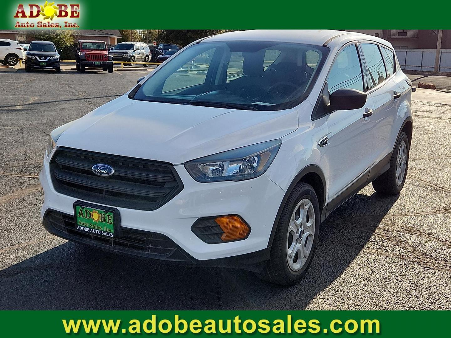 2018 WHITE Ford Escape S (1FMCU0F70JU) with an Duratec 2.5L I-4 DOHC, iVCT variable valve control, regular unleaded, engine with 168HP engine, located at 4711 Ave Q, Lubbock, TX, 79412, (806) 687-2362, 33.551304, -101.855293 - Photo#0