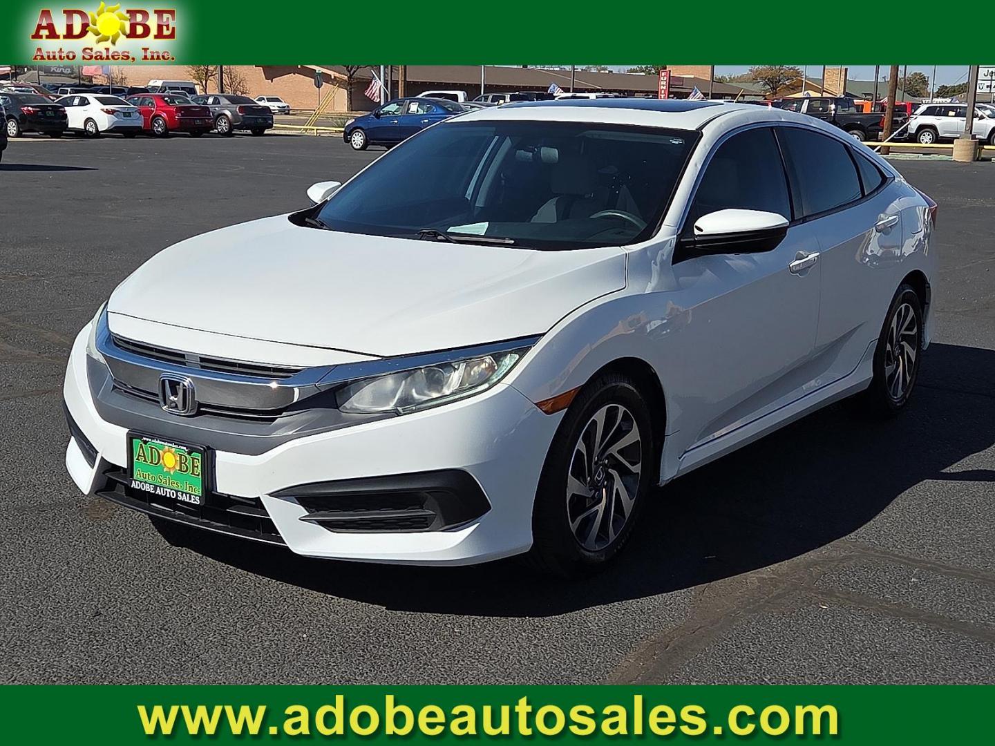 2017 White Orchid Pearl - WA /Ivory - IV Honda Civic EX (2HGFC2F77HH) with an 2L I-4 DOHC, variable valve control, regular unleaded, engine with 158HP engine, located at 4711 Ave Q, Lubbock, TX, 79412, (806) 687-2362, 33.551304, -101.855293 - Photo#0