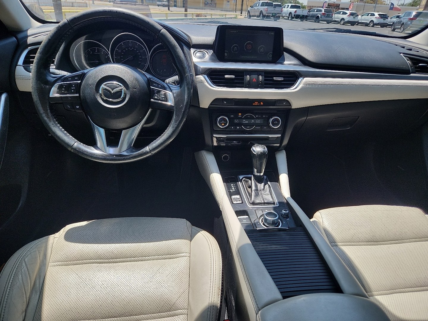 2016 WHITE /Parchment - GP8 Mazda Mazda6 i Grand Touring (JM1GJ1W58G1) with an SKYACTIV-G 2.5L I-4 gasoline direct injection, DOHC, variable valve control, regular unleaded, engine with 184HP engine, located at 4711 Ave Q, Lubbock, TX, 79412, (806) 687-2362, 33.551304, -101.855293- Photo#12