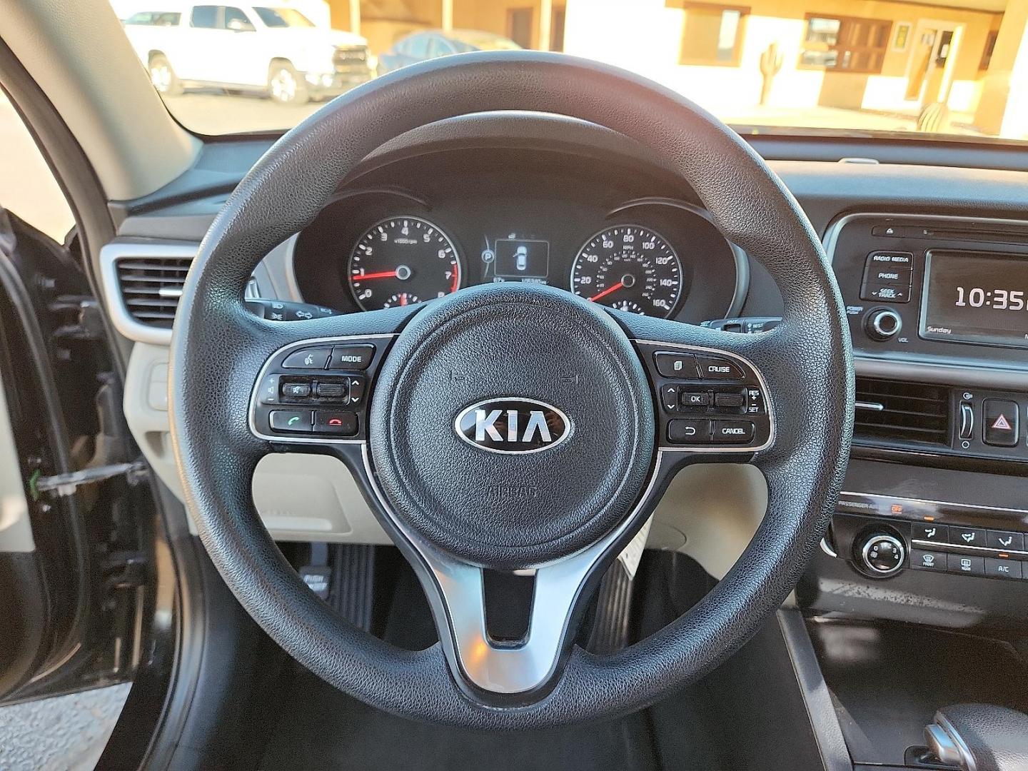 2016 BLACK Kia Optima LX (5XXGT4L35GG) with an Theta II 2.4L I-4 gasoline direct injection, DOHC, CVVT variable valve control, regular unleaded, engine with 185HP engine, located at 4711 Ave Q, Lubbock, TX, 79412, (806) 687-2362, 33.551304, -101.855293 - Photo#23