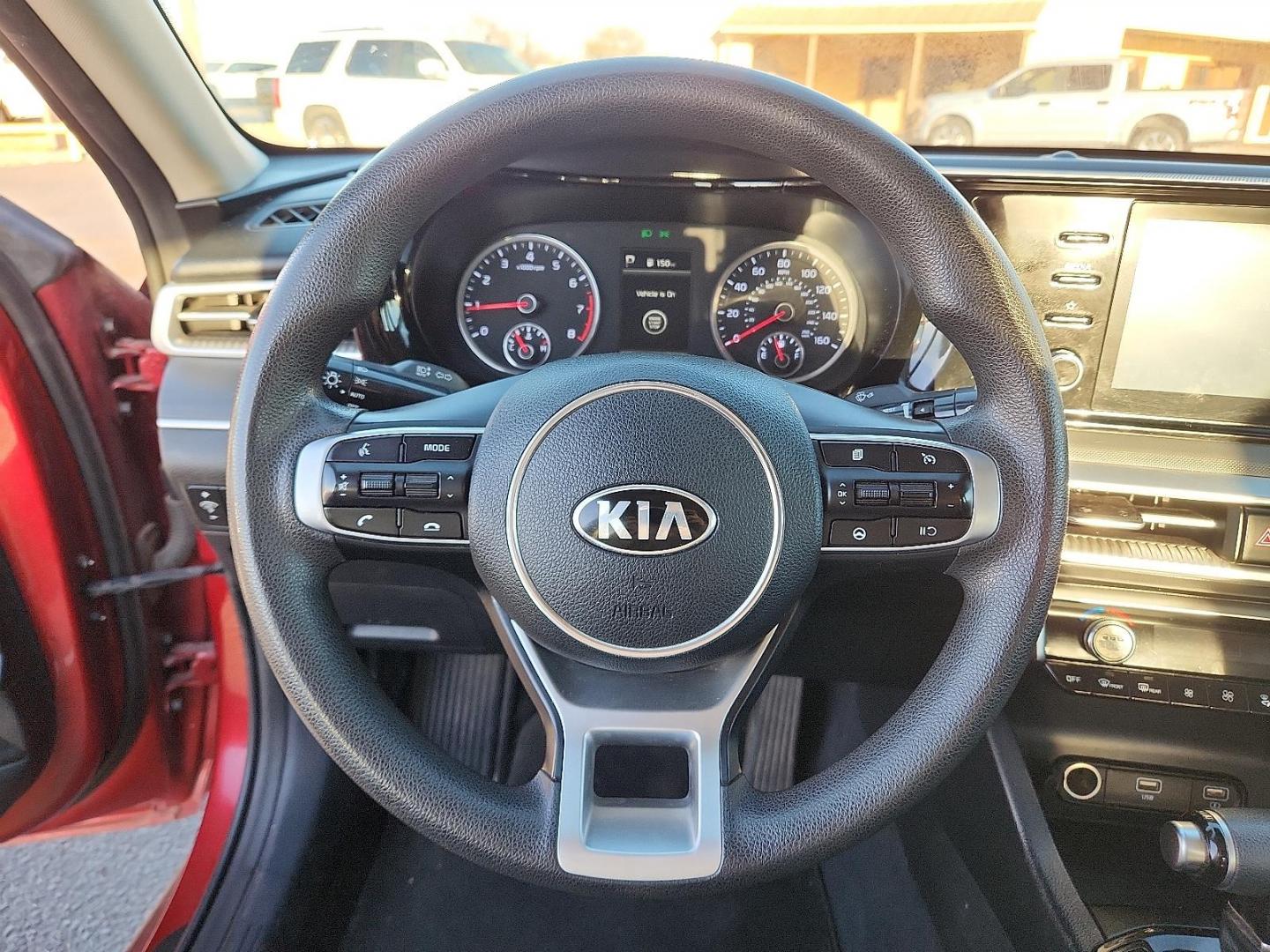 2021 RED Kia K5 LXS (5XXG14J28MG) with an Gamma-II 1.6L I-4 gasoline direct injection, DOHC, CVVD variable valve control, intercooled turbo, regular unleaded, engine with 180HP engine, located at 4711 Ave Q, Lubbock, TX, 79412, (806) 687-2362, 33.551304, -101.855293 - Photo#14