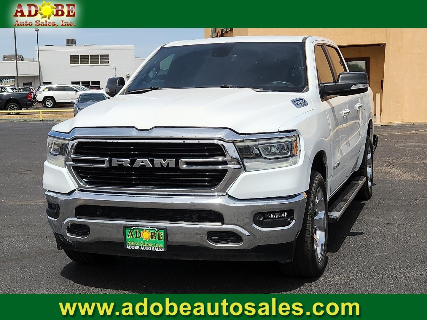2019 WHITE /Black - X9 Ram 1500 Big Horn/Lone Star Crew Cab 4x2 5'7" Box (1C6RREFT8KN) with an HEMI 5.7L V-8 variable valve control, regular unleaded, engine with cylinder deactivation and 395HP engine, located at 4711 Ave Q, Lubbock, TX, 79412, (806) 687-2362, 33.551304, -101.855293 - Photo#0