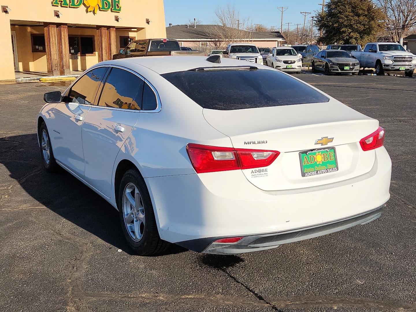 2018 WHITE Chevrolet Malibu 1LS (1G1ZB5ST1JF) with an ECOTEC 1.5L I-4 gasoline direct injection, DOHC, VVT variable valve control, intercooled turbo, regular unleaded, engine with 160HP engine, located at 4711 Ave Q, Lubbock, TX, 79412, (806) 687-2362, 33.551304, -101.855293 - Photo#2