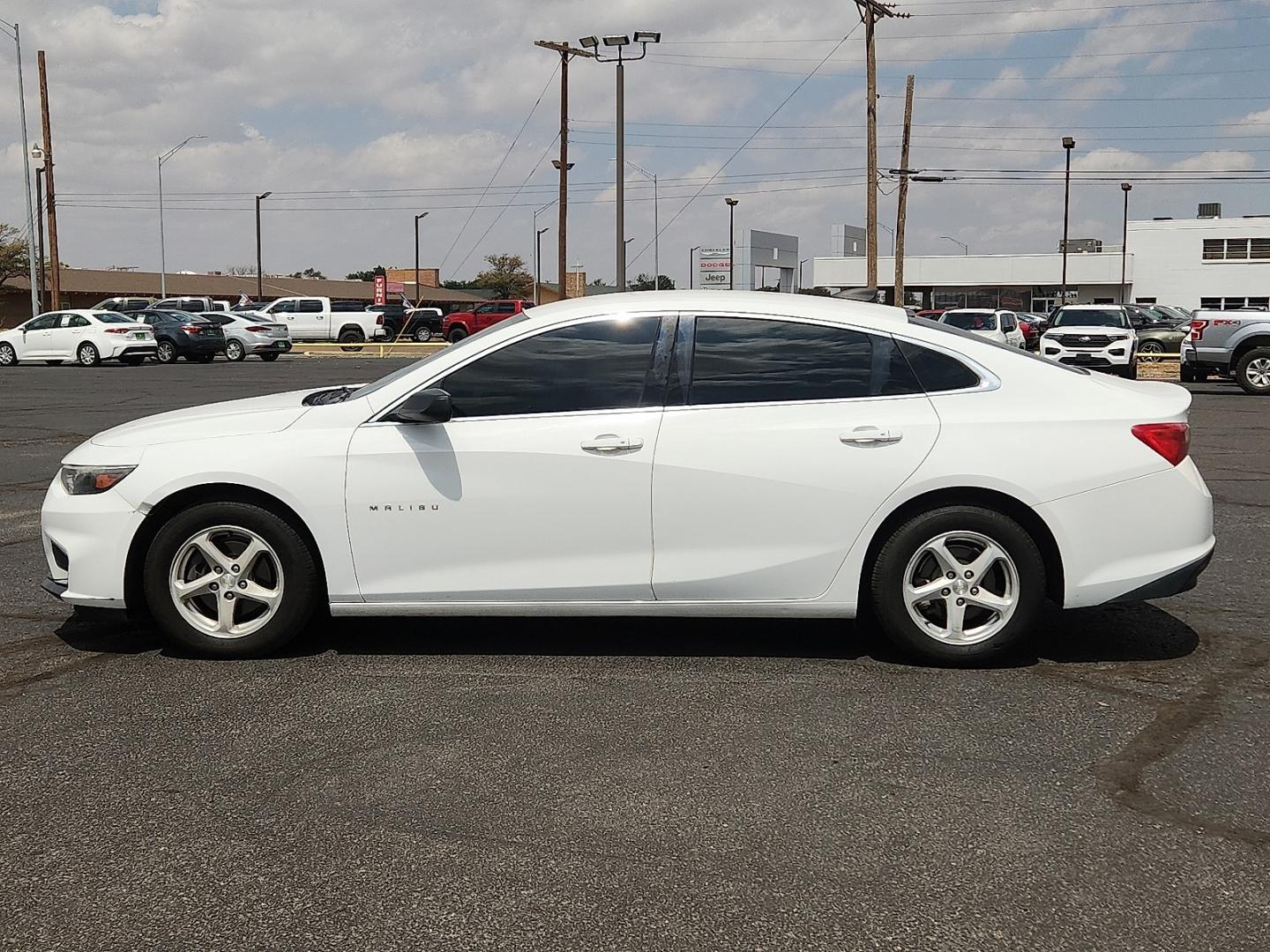2018 WHITE /Jet Black - H1T Chevrolet Malibu 1LS (1G1ZB5ST1JF) with an ECOTEC 1.5L I-4 direct injection, DOHC, VVT variable valve control, intercooled turbo, regular gasoline, engine with 160HP engine, located at 4711 Ave Q, Lubbock, TX, 79412, (806) 687-2362, 33.551304, -101.855293- Photo#1