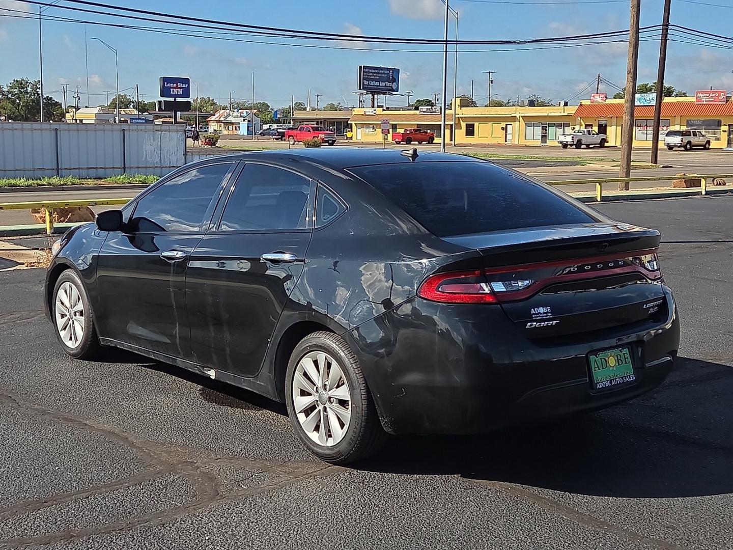 2014 Pitch Black Clearcoat - PX8 /Ceramic White/Black - XW Dodge Dart Limited (1C3CDFCB6ED) with an MultiAir 2.4L I-4 variable valve control, regular gasoline, engine with 184HP engine, located at 4711 Ave Q, Lubbock, TX, 79412, (806) 687-2362, 33.551304, -101.855293- Photo#2