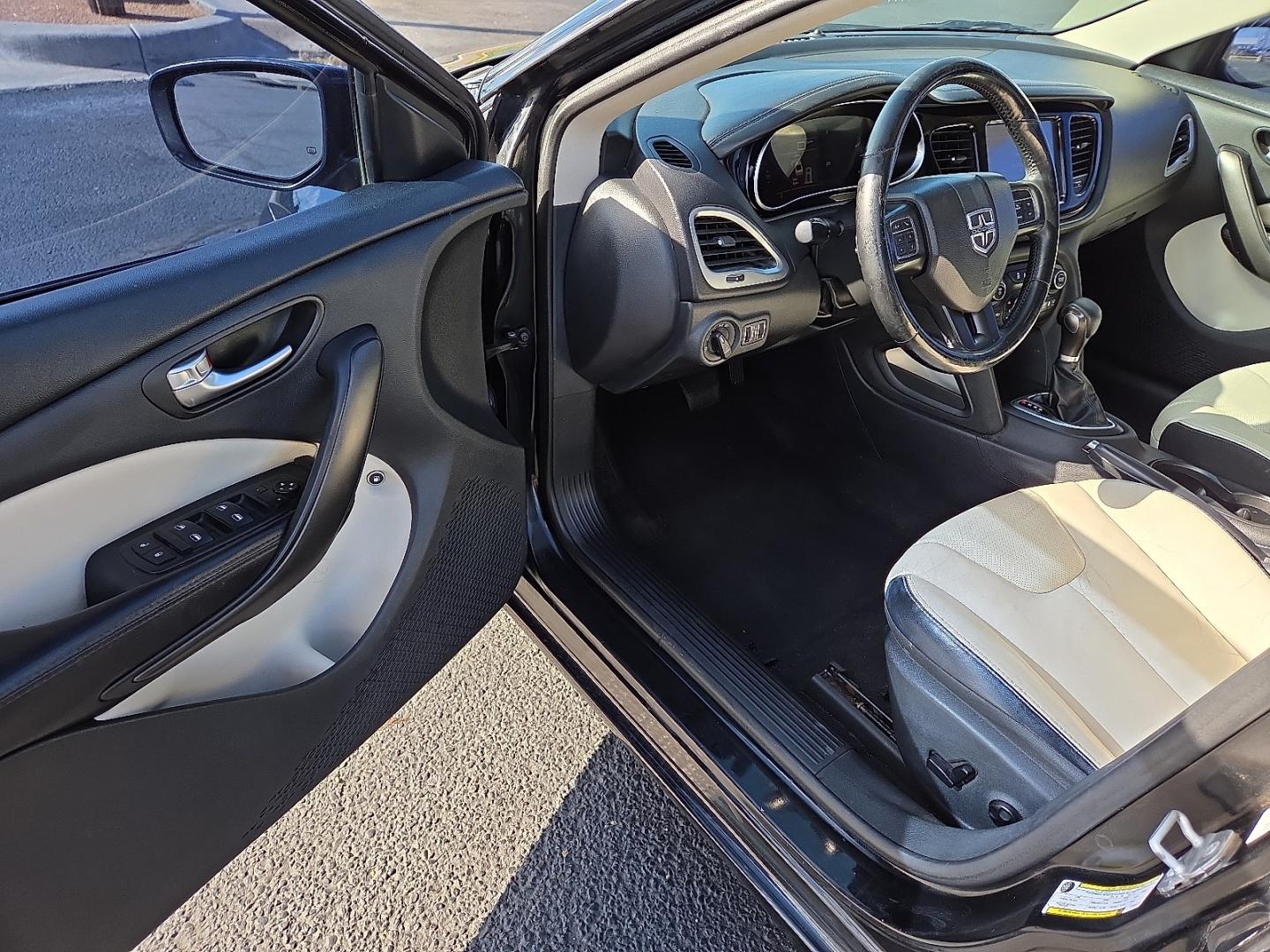 2014 Pitch Black Clearcoat - PX8 /Ceramic White/Black - XW Dodge Dart Limited (1C3CDFCB6ED) with an MultiAir 2.4L I-4 variable valve control, regular gasoline, engine with 184HP engine, located at 4711 Ave Q, Lubbock, TX, 79412, (806) 687-2362, 33.551304, -101.855293- Photo#19