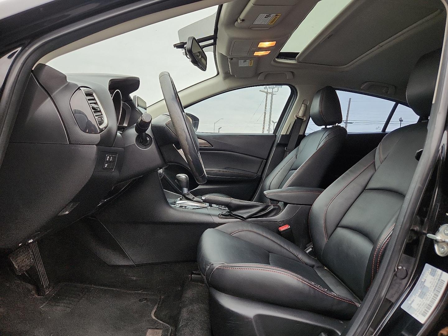 2016 BLACK /Black - BV0 Mazda Mazda3 Hatchback i Grand Touring (3MZBM1N77GM) with an SKYACTIV-G 2L I-4 gasoline direct injection, DOHC, variable valve control, regular unleaded, engine with 155HP engine, located at 4711 Ave Q, Lubbock, TX, 79412, (806) 687-2362, 33.551304, -101.855293 - Photo#12