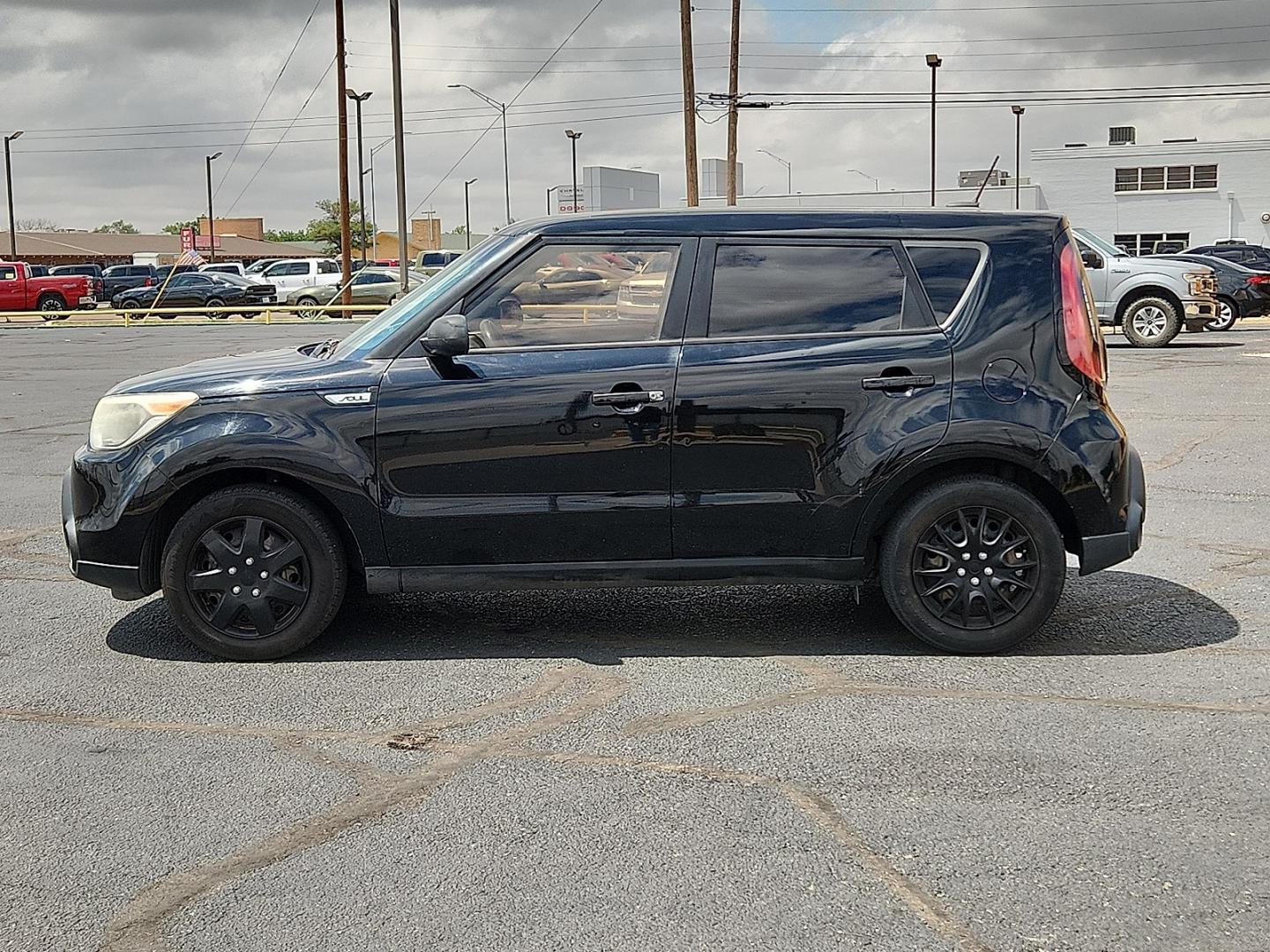 2015 BLACK /Black - EQ Kia Soul (KNDJN2A23F7) with an Gamma 1.6L I-4 gasoline direct injection, DOHC, variable valve control, regular unleaded, engine with 130HP engine, located at 4711 Ave Q, Lubbock, TX, 79412, (806) 687-2362, 33.551304, -101.855293- Photo#1