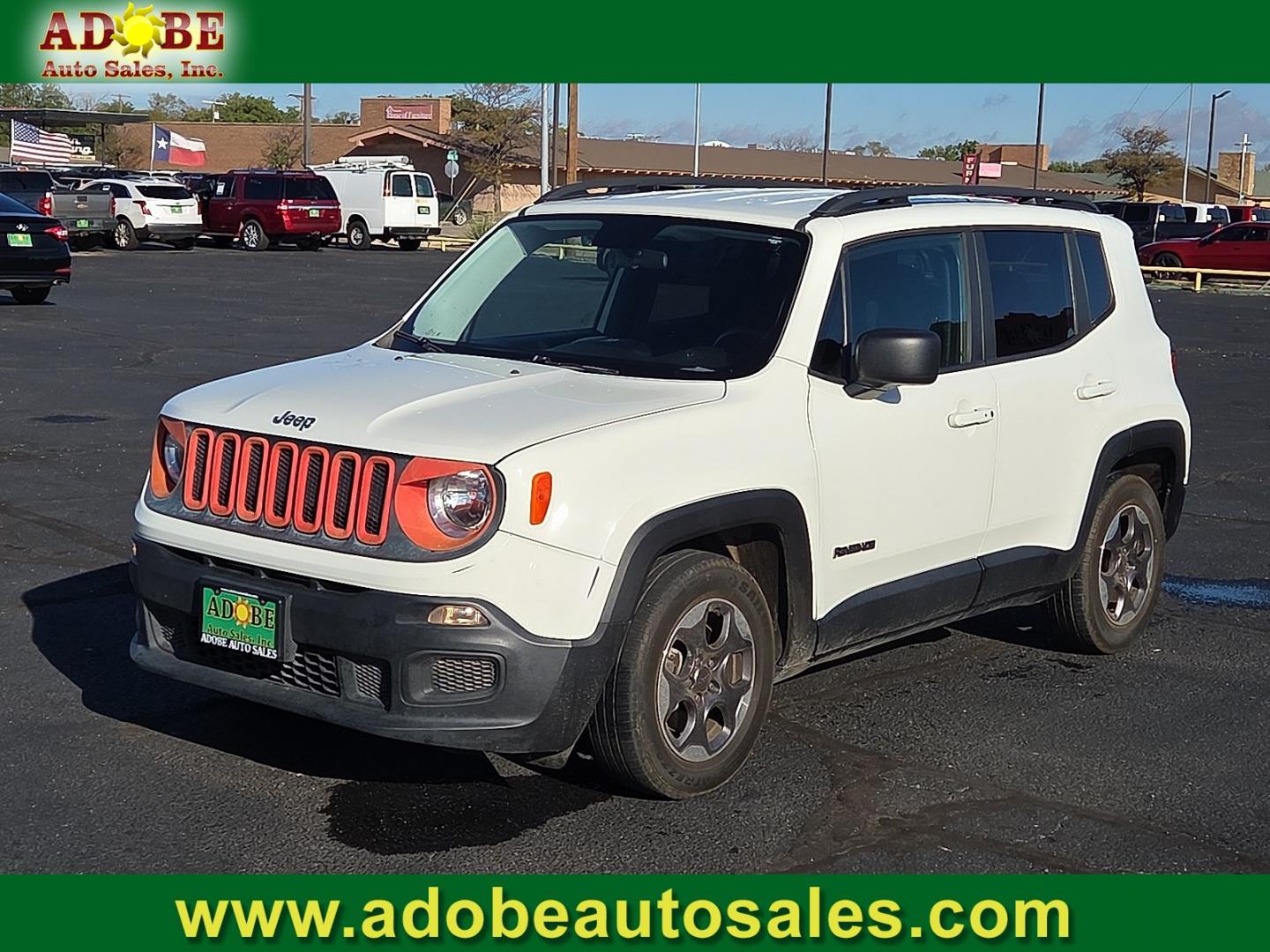 2017 Alpine White - PWV /Black - X9 Jeep Renegade Sport FWD (ZACCJAAB2HP) with an Tigershark MultiAir 2.4L I-4 variable valve control, regular gasoline, engine with 180HP engine, located at 4711 Ave Q, Lubbock, TX, 79412, (806) 687-2362, 33.551304, -101.855293- Photo#0