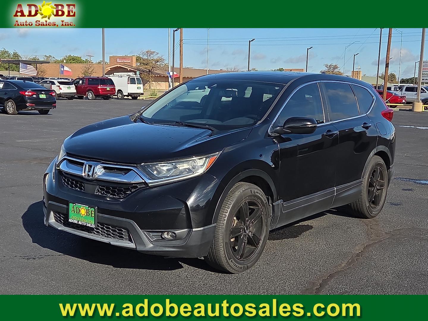 2017 Crystal Black Pearl - BK /Black - BK Honda CR-V EX-L (7FARW1H84HE) with an 1.5L I-4 direct injection, DOHC, variable valve control, intercooled turbo, regular gasoline, engine with 190HP engine, located at 4711 Ave Q, Lubbock, TX, 79412, (806) 687-2362, 33.551304, -101.855293- Photo#0